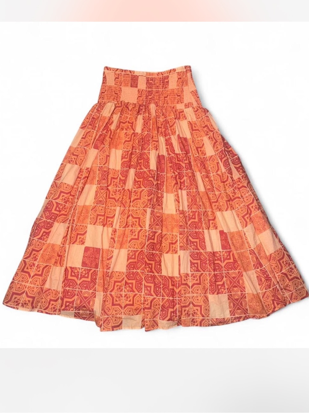 Anthropologie Hutch Bohemian Patchwork Orange Maxi Skirt Sz. XL